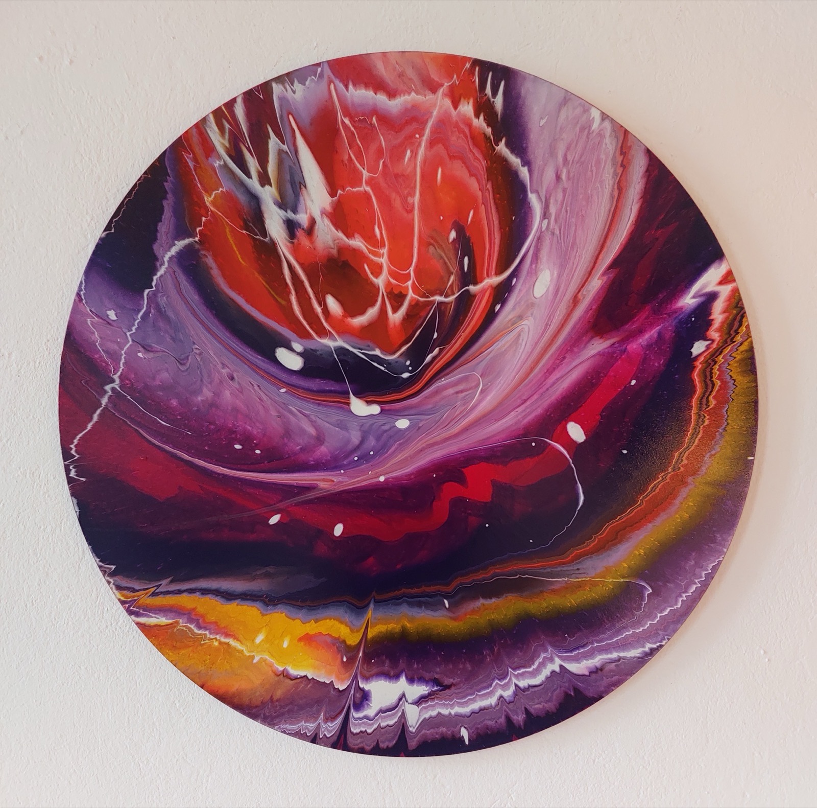 Spin painting, orange at top